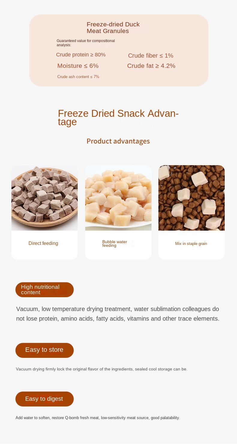 Bulk and Retail Freeze-Dried Adult Cat Snacks with Duck Meat for Adult Cats Weifang Origin details