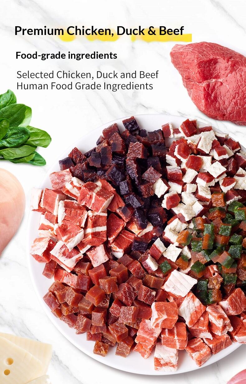 ODM Factory Direct Shandong Pet Dog Snacks Beef Pellet Meat Cube Chicken Beef Wafer Cheese Small Packaging factory