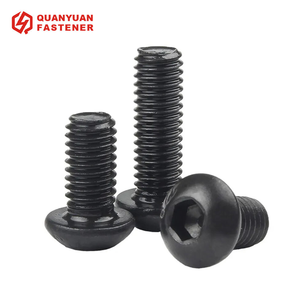 Black Steel Hex Socket Round Button Head Bolt