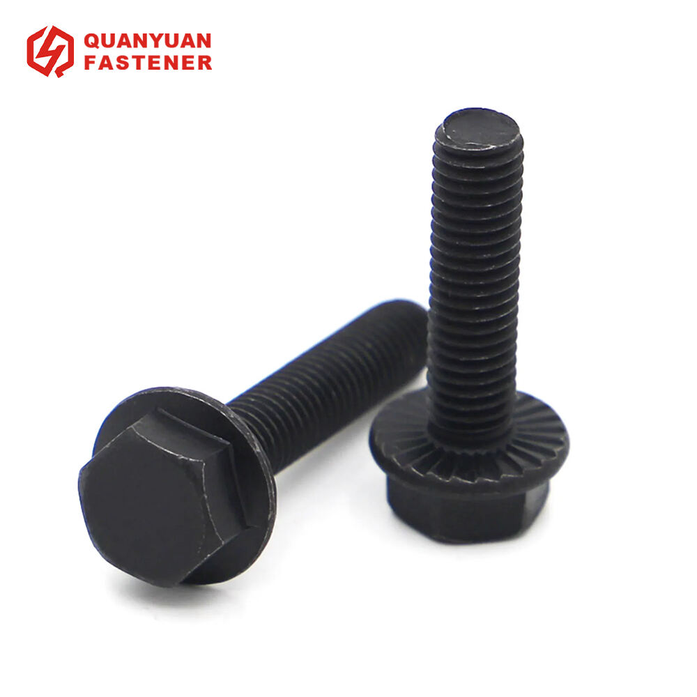 High-Strength Steel Serrated Hex Flange Bolt Black