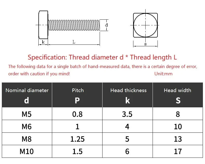 A2-70 Stainless Steel Square Head Bolt (1)