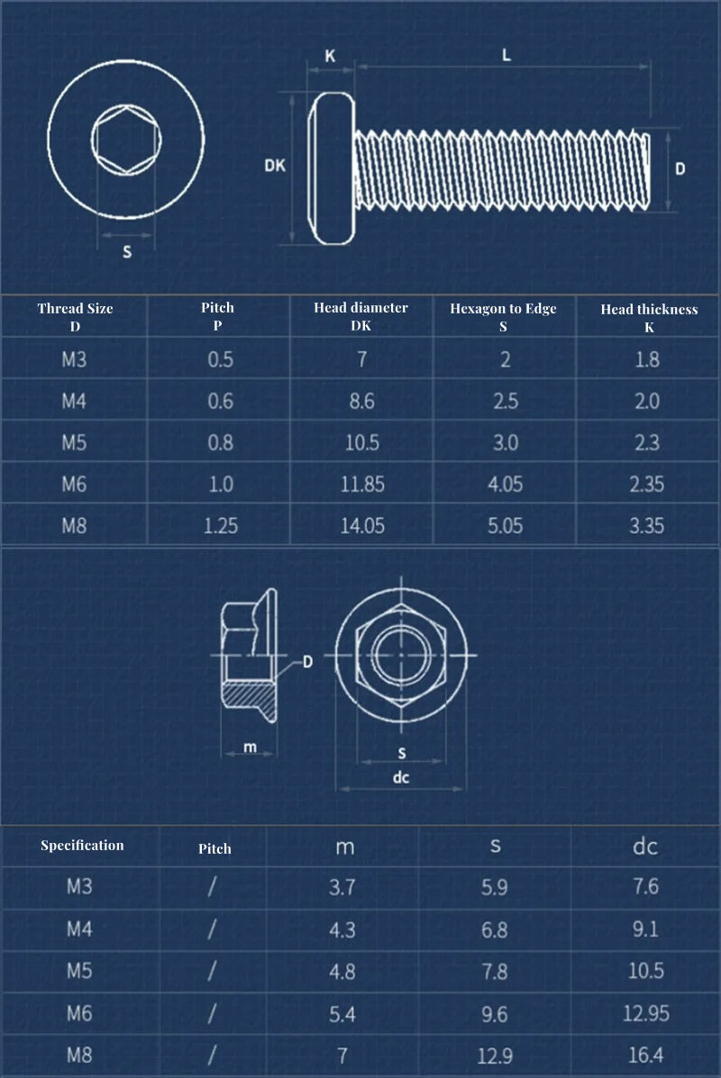 Stainless Steel Flat Head Hex Socket Bolt With Flange Nut (2)