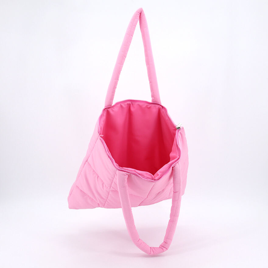 Factory Wholesale Fashion Custom Lightweight Soft Padded Pillow Quilted Puffy Tote Bags Shoulder Bag Nylon Puffer Handbag factory