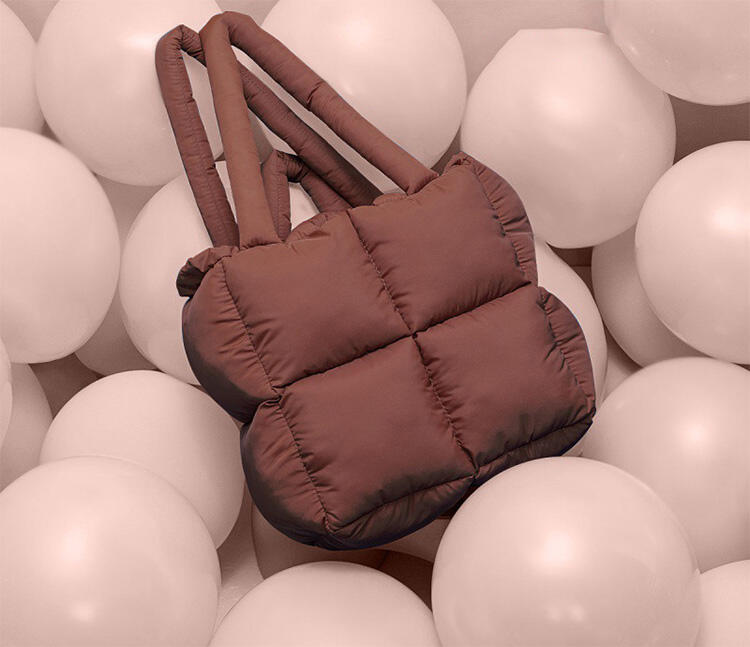 Wholesale High Quality Custom Cotton Tote Bag Women Puffer Puffy Quilted Style Zipper Printed Logo Fashionable Shopping Tote Bag manufacture