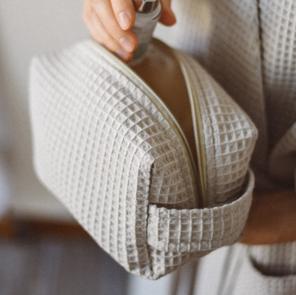 product custom waffle cosmetic bag fluffy waffle checker makeup bag portable cosmetic pouch with handle762-2