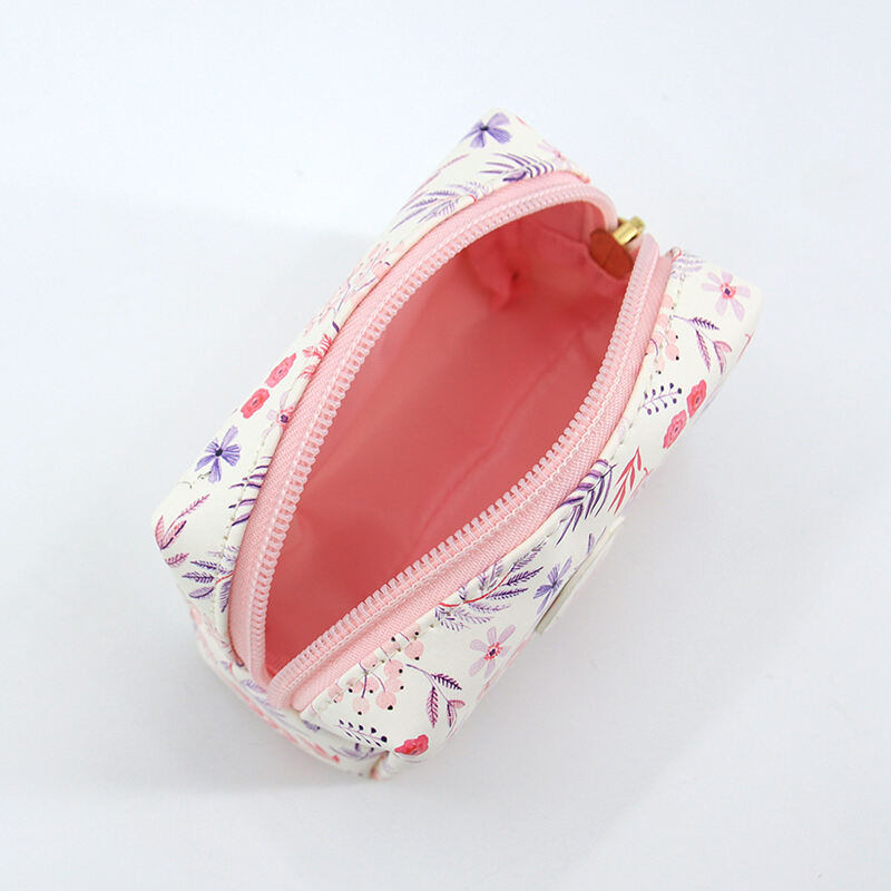 Custom Logo PU Leather Cosmetic Bag Makeup Storage Floral Print Medium Makeup Toilet Bag Organizer with Custom Print manufacture