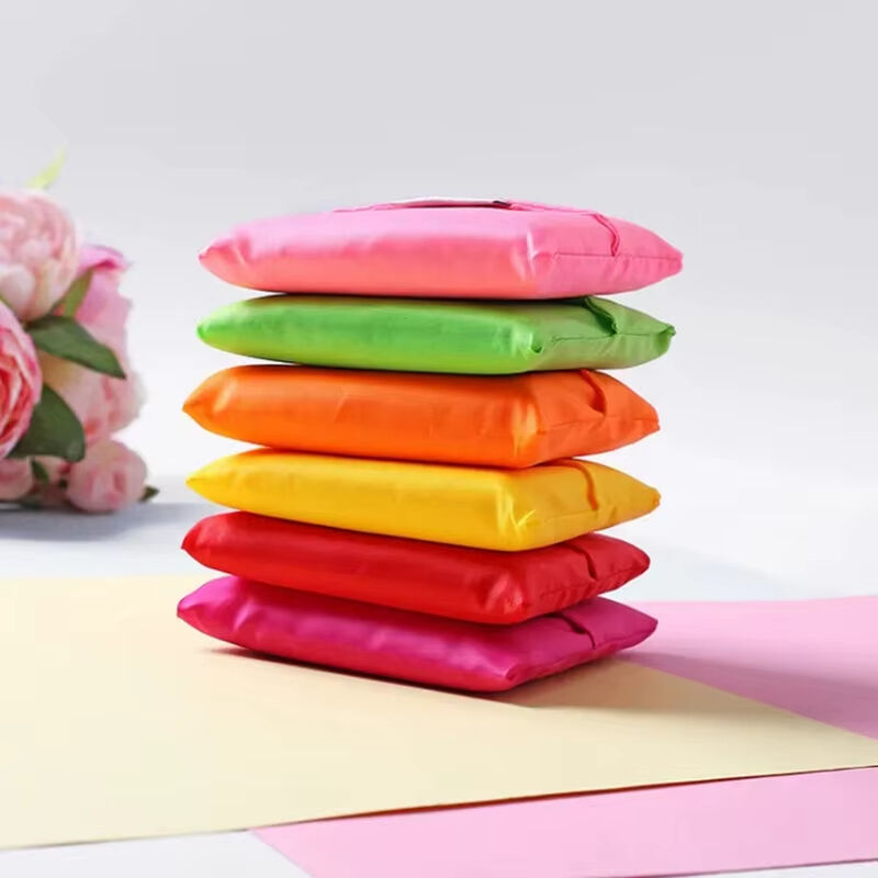 Lightweight Grocery Bags Polyester Fabric Bulk Colorful Foldable Machine Washable Reusable Shopping Bags with Pouch Foldable supplier