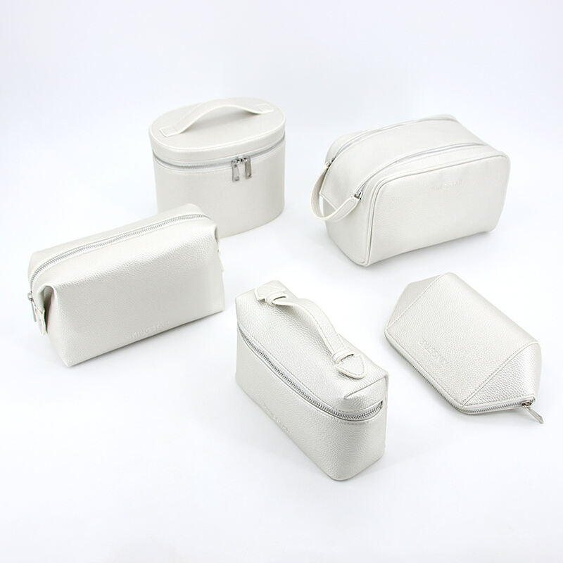 Large Customized Gift Box Pink Leather Cosmetics Makeup Bag details