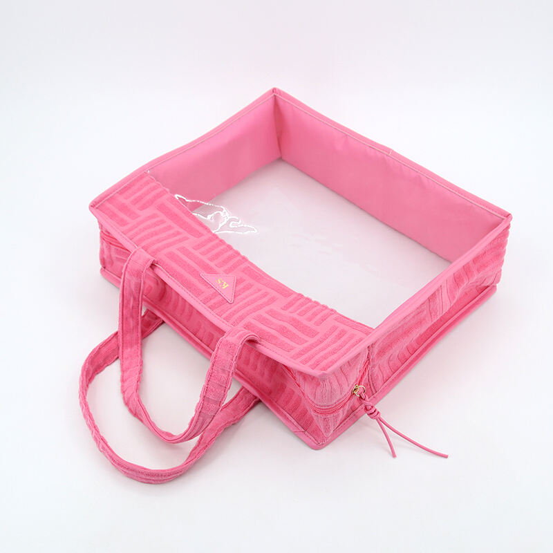 Fashion Hot pink Customizable logo Printing Reusable Grocery Bucket Shopping Bag Waterproof PVC clear Vinyl Women's Tote Bag details