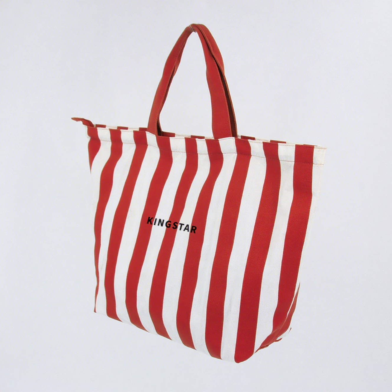 Eco Friendly Custom Single Shoulder Tote Bag for Women Cartoon Stripe Pattern Canvas Shopping Tote Bag with logo details