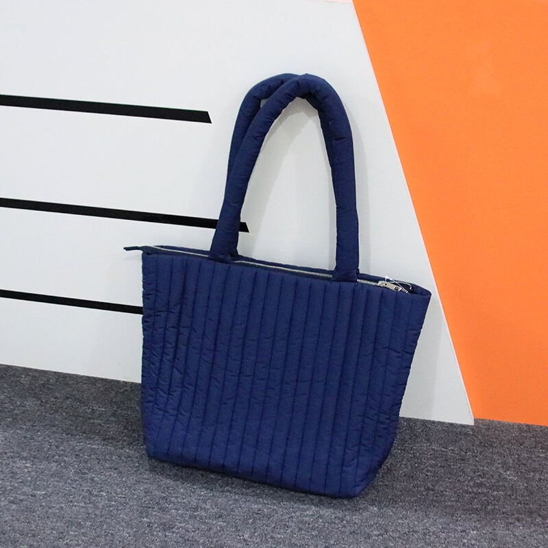 New Collection Nylon Quilted Puffy Tote Bag Customized Padded Style Shopping Shoulder Bags supplier