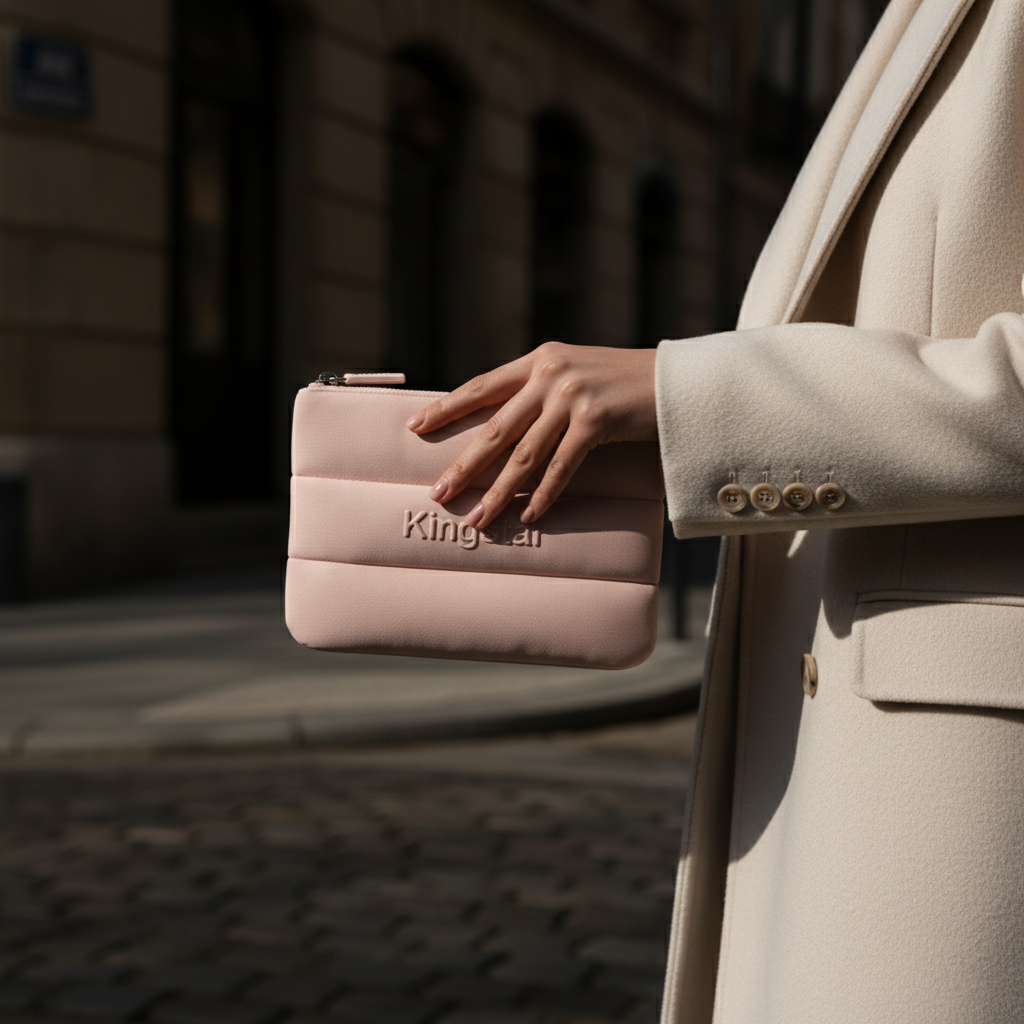 product customized large neoprene portable pouch embossed logo bubble puffy design water resistant zipper cosmetic bag makeup bag-3