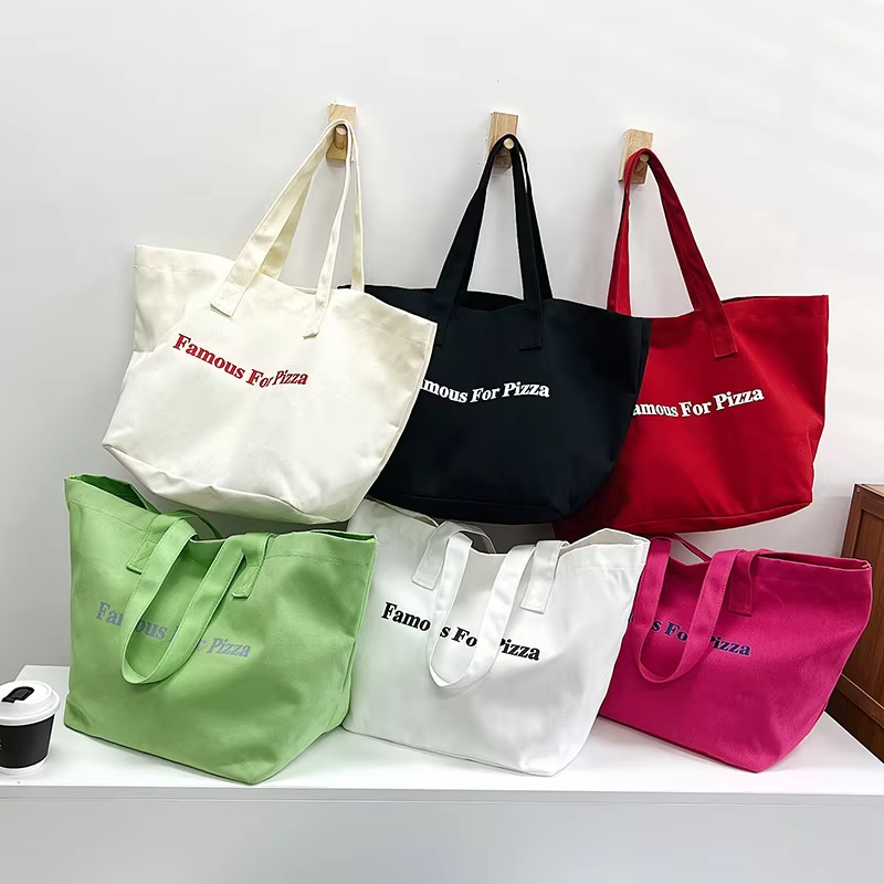 Printed logo Letter Canvas Cotton Tote Bag Eco-Friendly Reusable Students Blank Shopping Bag for Daily supplier