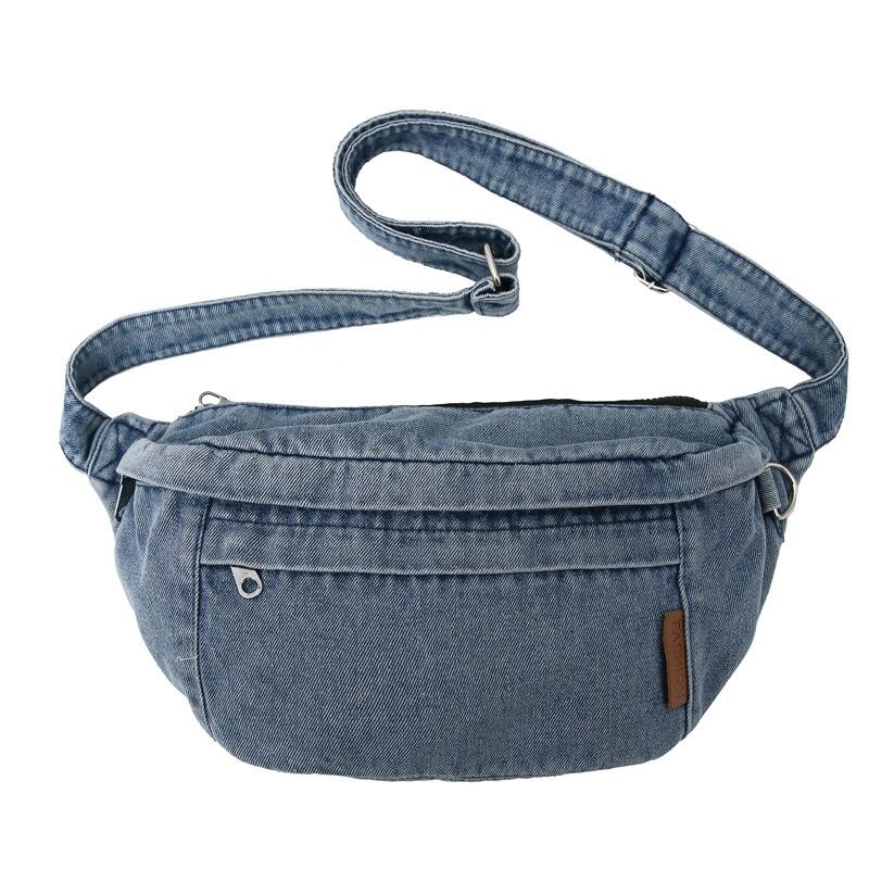 Wholesale Denim Sling Bag Fanny Pack Women's Washed Jeans Bum Bag Fashion Design Denim Crossbody Bag Purse manufacture