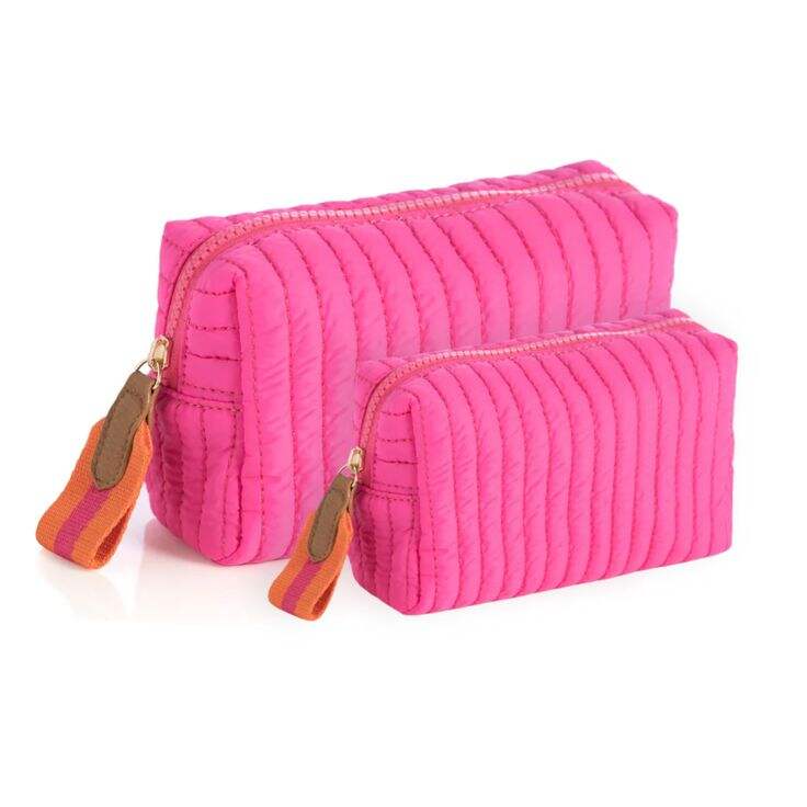 Women's Quilted Cotton Cosmetic Vanity Bag with Zipper Custom Logo Soft Travel Toiletry Makeup Case for Storage manufacture