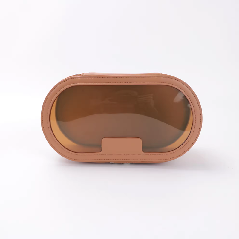 product women  pu leather liquid brush tpu clear cosmetic bag set travel  makeup bag case with handle116-4