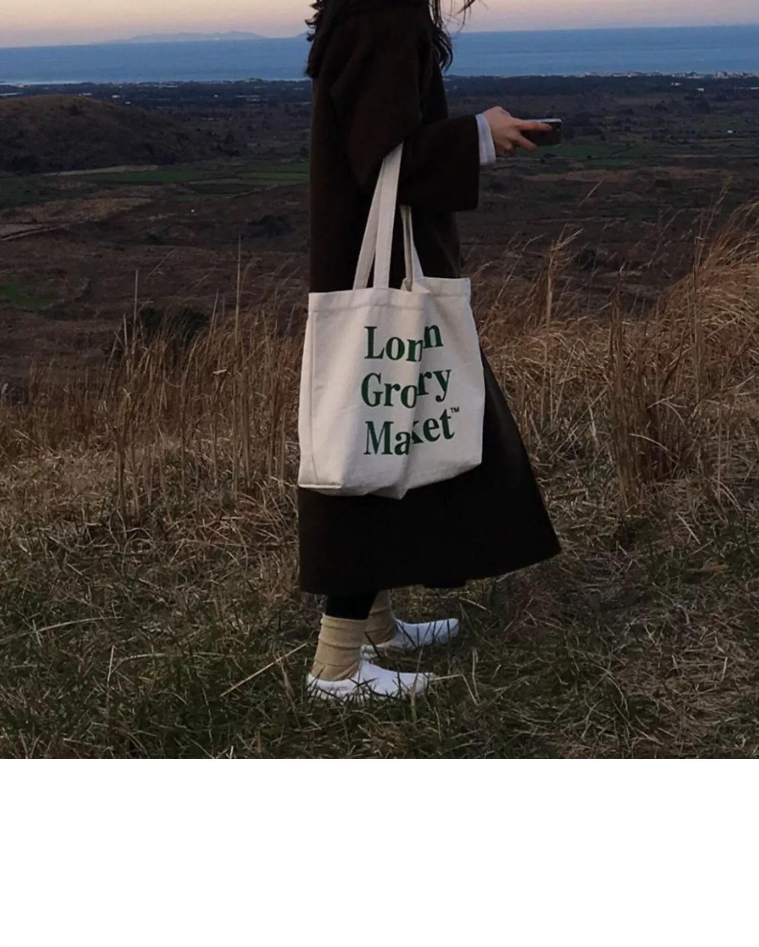 Printed logo Letter Canvas Cotton Tote Bag Eco-Friendly Reusable Students Blank Shopping Bag for Daily details