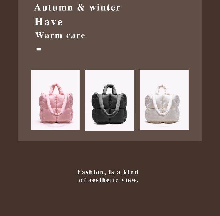 Wholesale High Quality Custom Cotton Tote Bag Women Puffer Puffy Quilted Style Zipper Printed Logo Fashionable Shopping Tote Bag manufacture