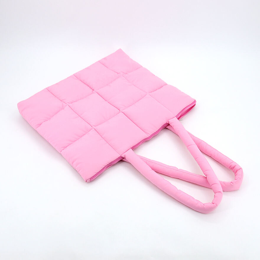 Factory Wholesale Fashion Custom Lightweight Soft Padded Pillow Quilted Puffy Tote Bags Shoulder Bag Nylon Puffer Handbag details