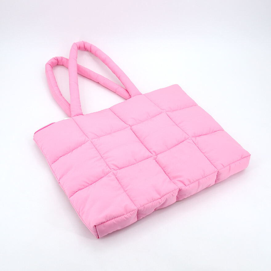 Factory Wholesale Fashion Custom Lightweight Soft Padded Pillow Quilted Puffy Tote Bags Shoulder Bag Nylon Puffer Handbag supplier
