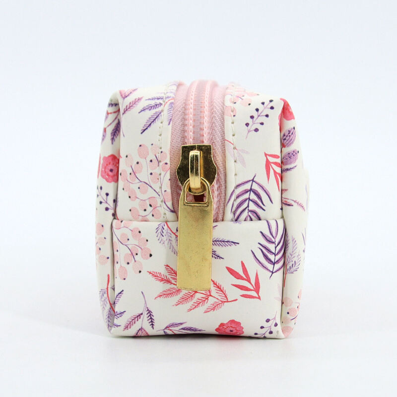 Custom Logo PU Leather Cosmetic Bag Makeup Storage Floral Print Medium Makeup Toilet Bag Organizer with Custom Print supplier