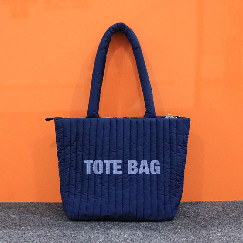 New Collection Nylon Quilted Puffy Tote Bag Customized Padded Style Shopping Shoulder Bags supplier