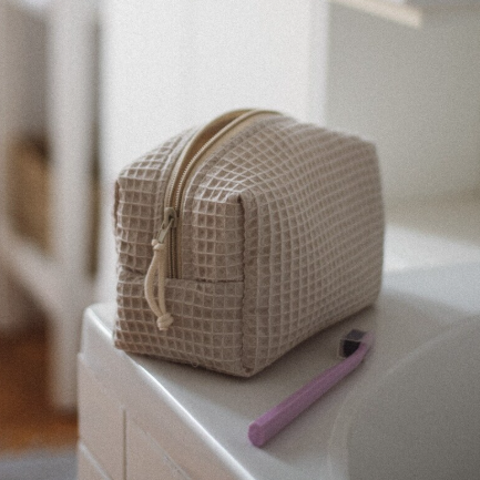 product custom waffle cosmetic bag fluffy waffle checker makeup bag portable cosmetic pouch with handle762-6