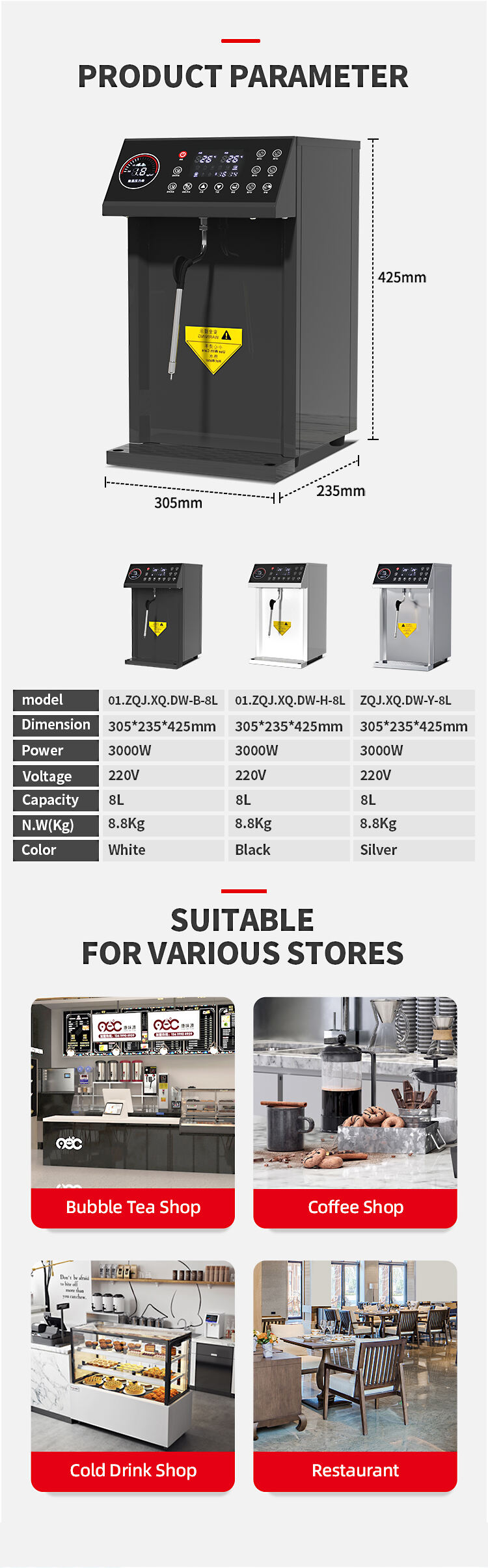 High quality Single head Hot and Cold electric Water Boiler Milk Frother Machine manufacture