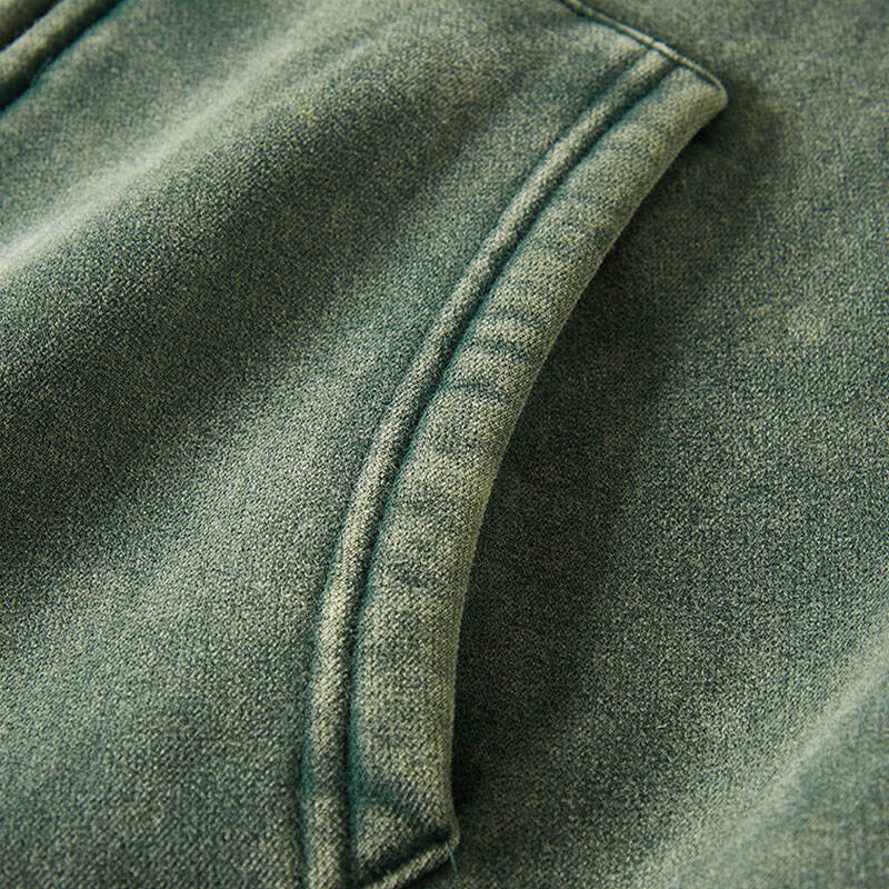 AU Custom Men's Fall/Winter Fleece Hoodie Retro Long Sleeve Zip-Up with Double Zipper Over-sized Fit Dye-Washed Solid Pattern factory