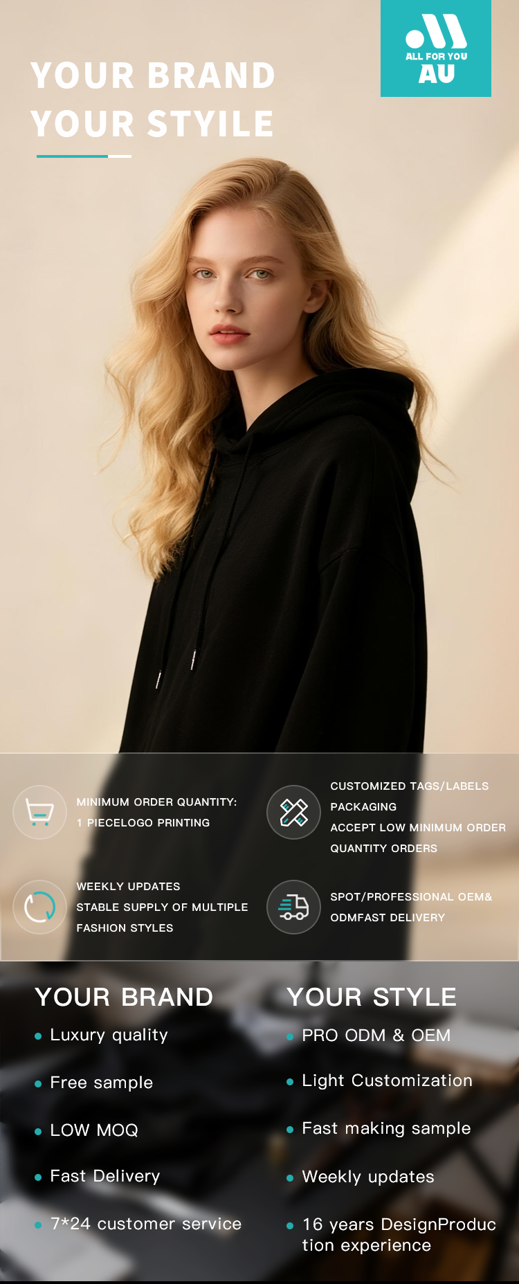 AU Custom 2025 Fall Trendy Women's Casual Cotton Pants Set Flattering Fleece-Lined Zip-Up Hoodie Daily Wear Loose Winter manufacture