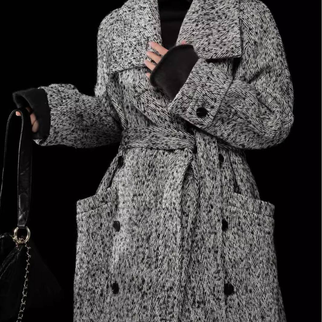 Best-Selling Eco-friendly Retro Long Sleeve Double Breasted Wool Double-Faced Woolen Blazer Women Autumn Winter manufacture