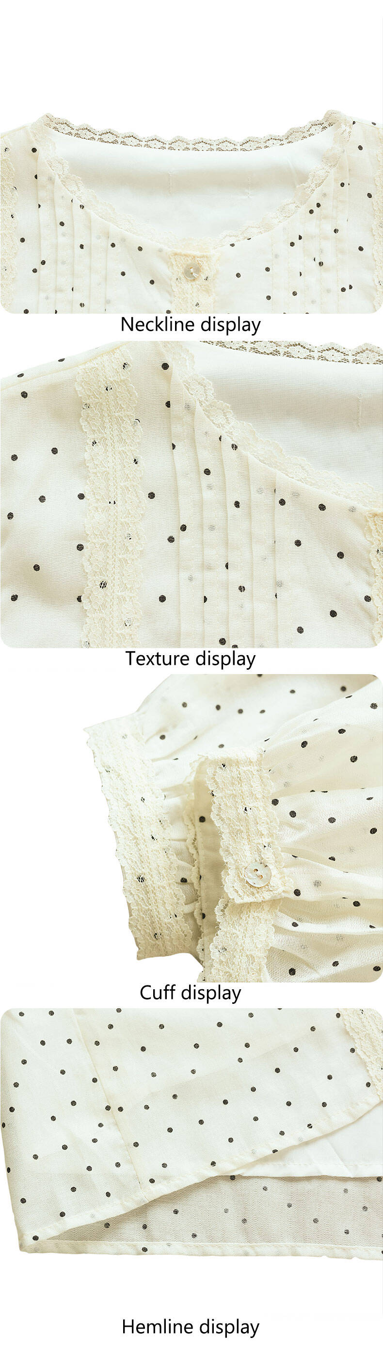 Spring and Summer Wear Become Young Polka-dot Design Lyocell Fiber Shirt Women's Shirt Sweet Fe details