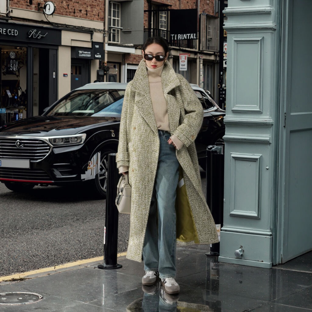 Best-Selling Eco-friendly Retro Long Sleeve Double Breasted Wool Double-Faced Woolen Blazer Women Autumn Winter details