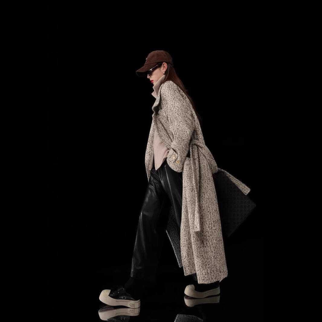 Best-Selling Eco-friendly Retro Long Sleeve Double Breasted Wool Double-Faced Woolen Blazer Women Autumn Winter details