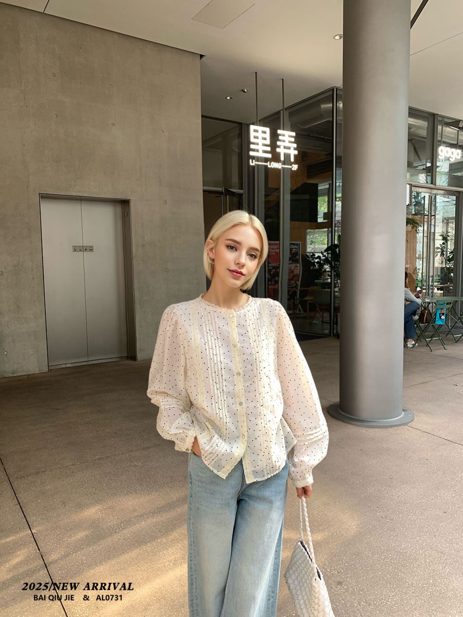 Spring and Summer Wear Become Young Polka-dot Design Lyocell Fiber Shirt Women's Shirt Sweet Fe details