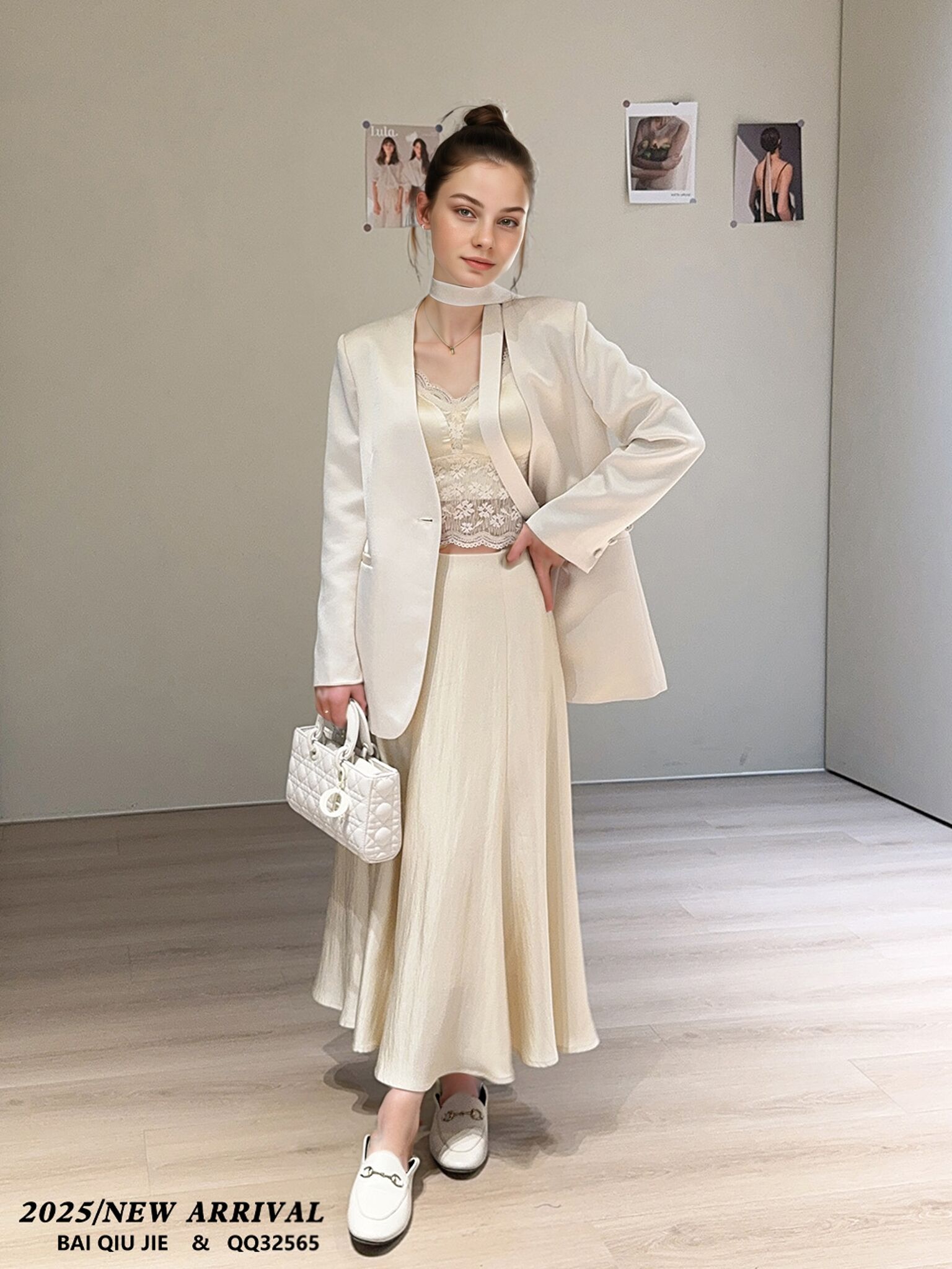 Women's Spring and Summer Floral Embroidery Skirt XS Size Chiffon Knitted Fabric with Advanced Sense French Tempered Print details