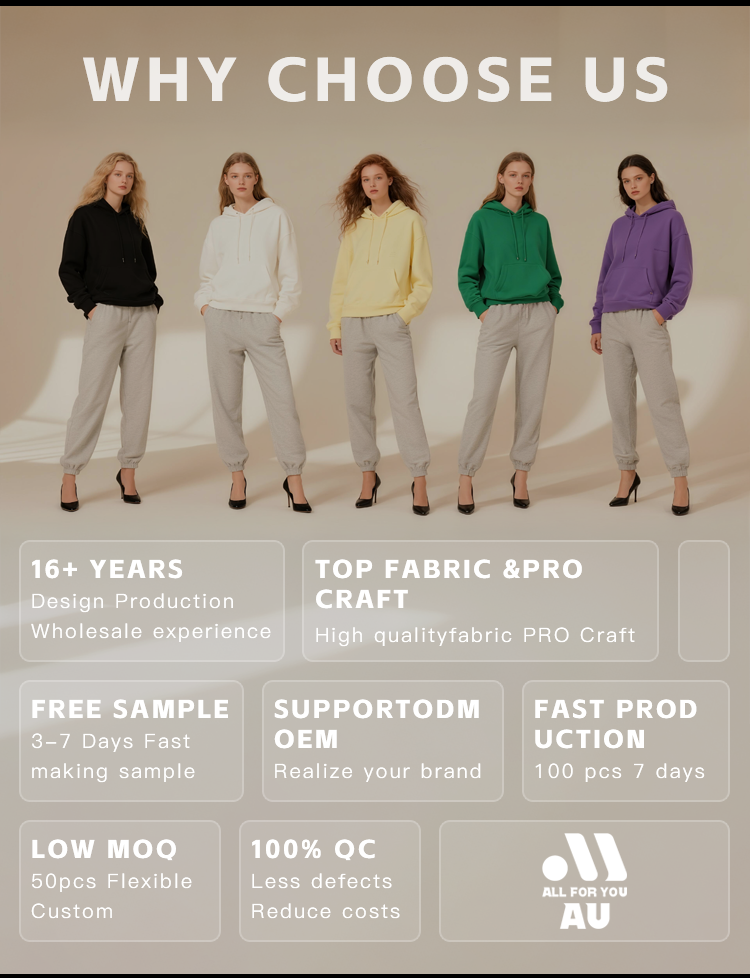 AU Custom 2025 Fall Trendy Women's Casual Cotton Pants Set Flattering Fleece-Lined Zip-Up Hoodie Daily Wear Loose Winter supplier