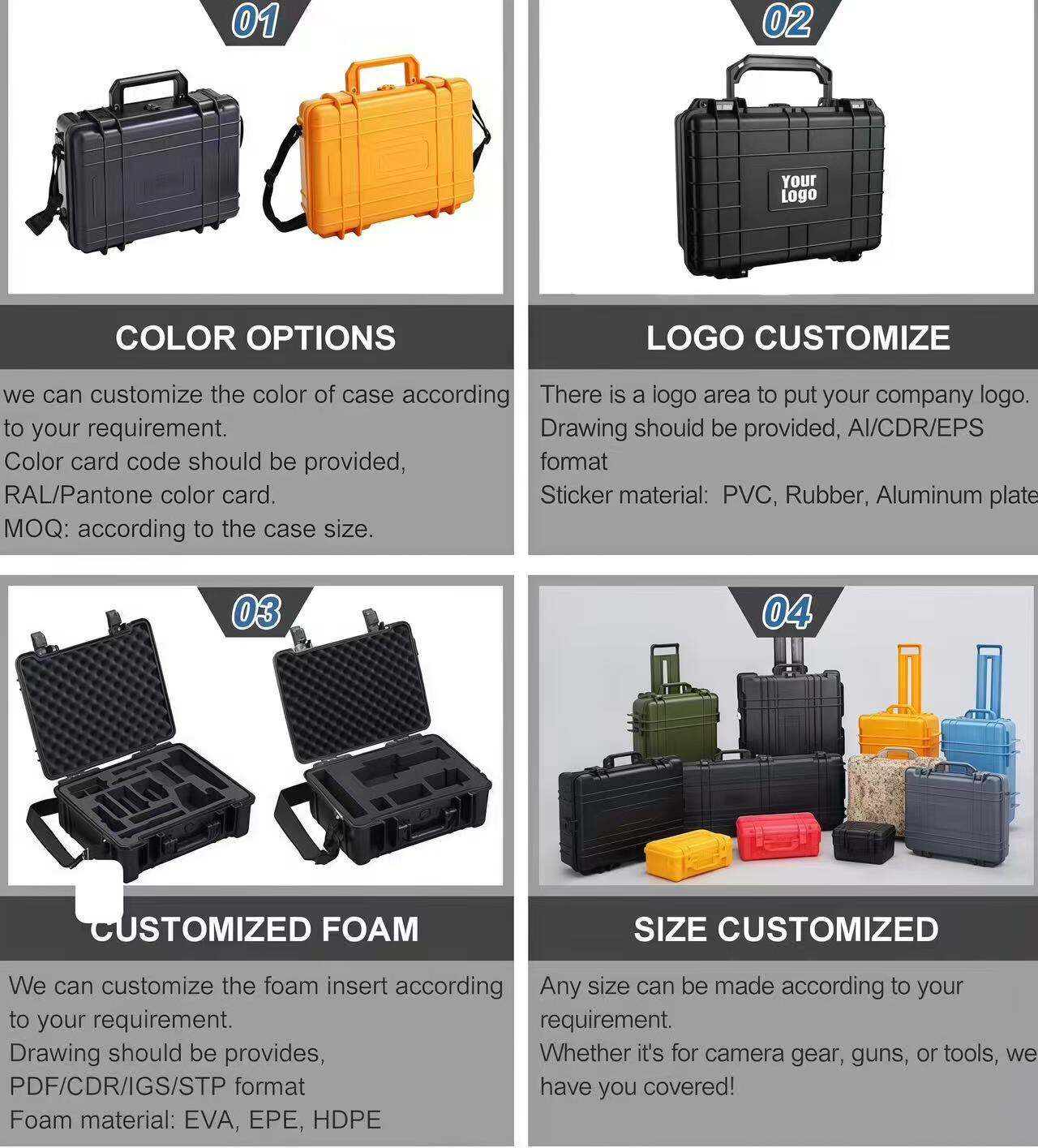 High Quality PP Plastic 1150 Equipment Safety Waterproof Dry Tool Box Storage Carry Protective Hard Case details