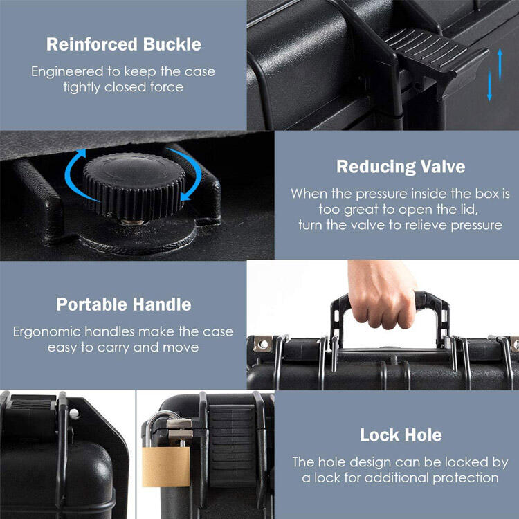 Hot Sell APACHE 4800 Same Plastic Waterproof Shockproof Carry Tool Box Black Hard Cases with Foam Lock factory