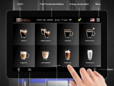 One stop coffee solution includes machine refrigerator and cup dispenser