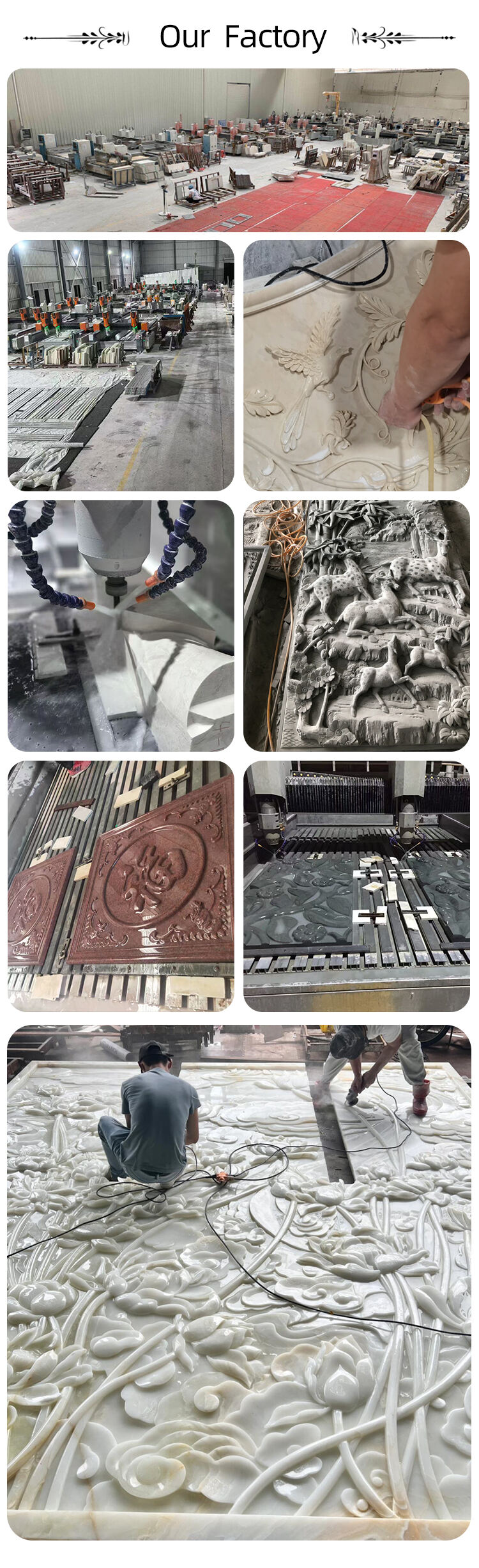 Modern White Marble 3D CNC Crafted Durable Wall Panel for Villa details