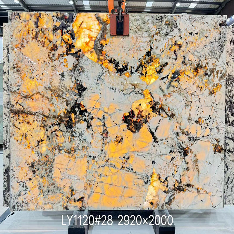 product paiastone exotic white patagonia quartzite led backlight light translucent interior wall  floor design tops marble slab974-6