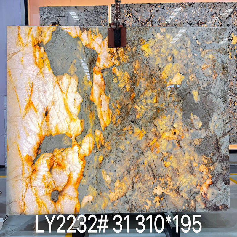 product paiastone exotic white patagonia quartzite led backlight light translucent interior wall  floor design tops marble slab974-3