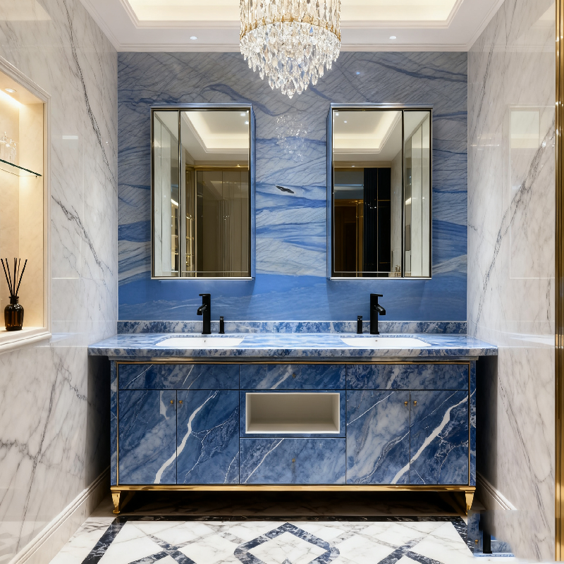 product modern natural stone azul macaubas low marble sink for hotel  villa washroom bathroom water resistant eco friendly customizable-2