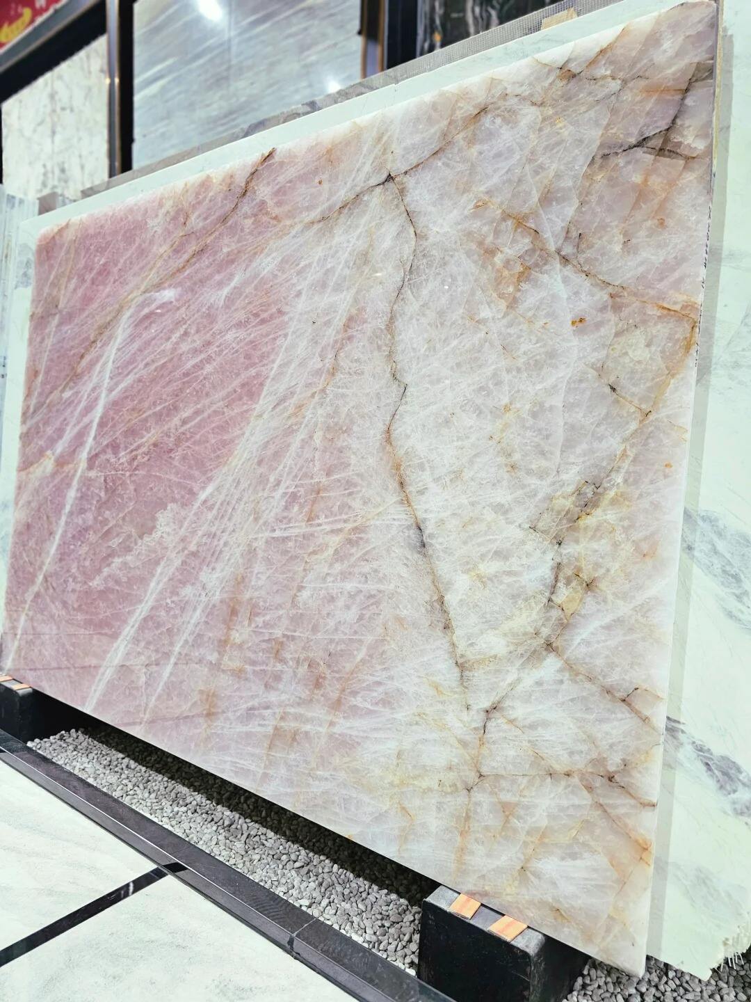 Modern Pink Onyx Marble Stone Factory Direct Sale Polished Indoor Outdoor Use Table Top & Bathroom Tile for Hotels supplier