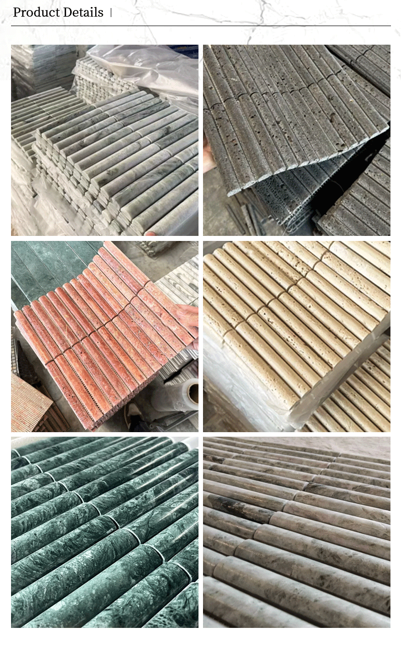 Factory Wholesale High-quality Natural Travertine Stone Mosaic Tile Concave-convex Marble Mosaic Lines for Indoor Walls Design manufacture
