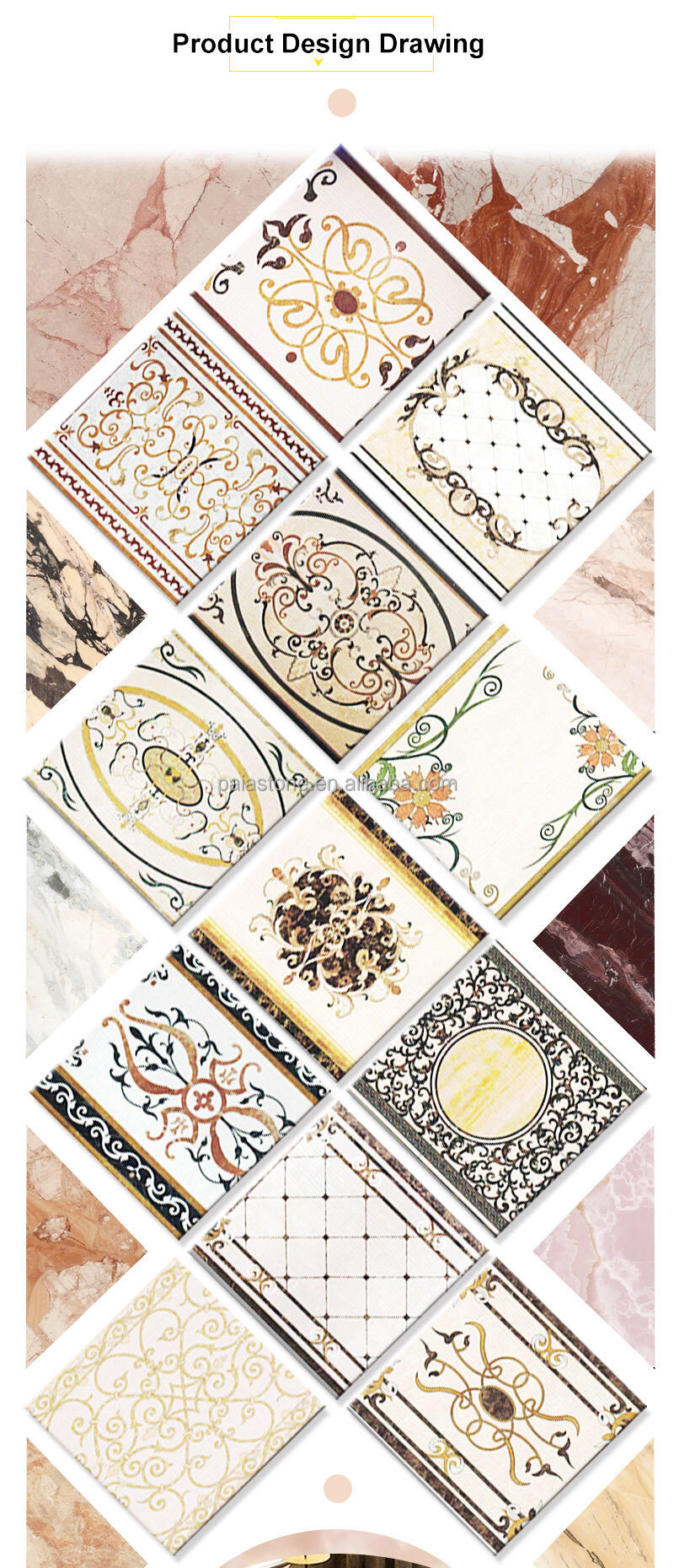 Modern Hotel Waterjet Machine Cut Polished Good Design Floor Tile Water Jet Pattern Cut-to-Size Products CN;FUJ Natural Dolomite manufacture