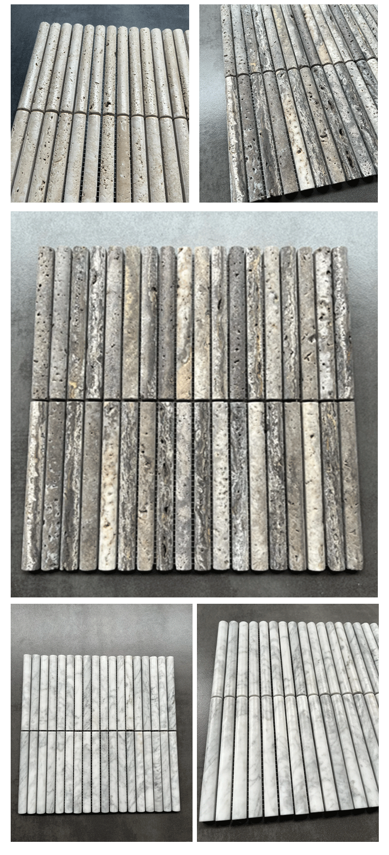 Factory Wholesale High-quality Natural Travertine Stone Mosaic Tile Concave-convex Marble Mosaic Lines for Indoor Walls Design supplier