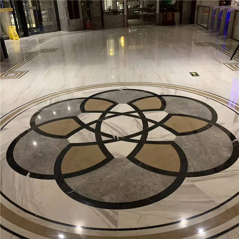 Modern Hotel Waterjet Machine Cut Polished Good Design Floor Tile Water Jet Pattern Cut-to-Size Products CN;FUJ Natural Dolomite supplier