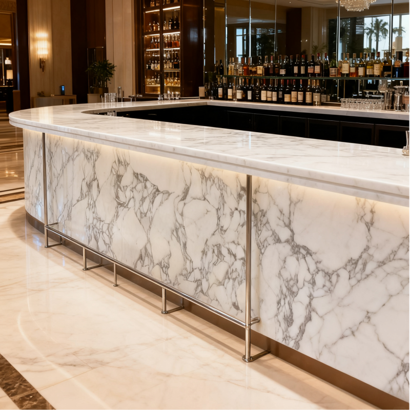 PAIA STONE Arabescato Marble-Eco-Friendly Non-Toxic Fire & Water Resistant Modern Countertop & Worktop Surface details